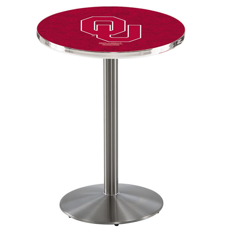 Round Metal Base Dining Table, Stainless Steel, Oklahoma University