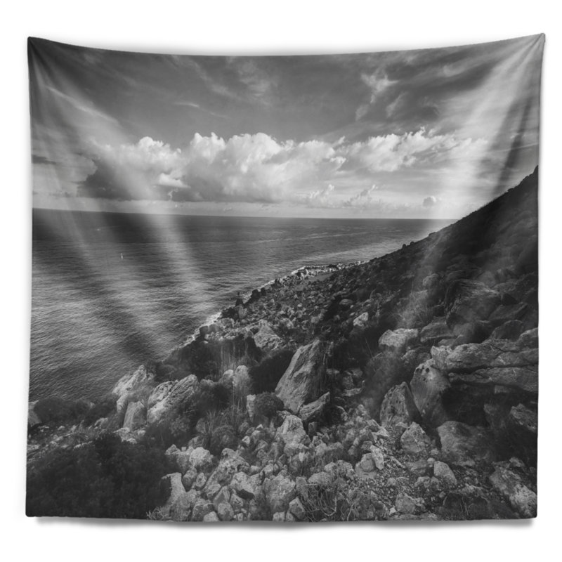 Tapisserie noire et blanche Sunrise Beach, H 32 po x l 39 po