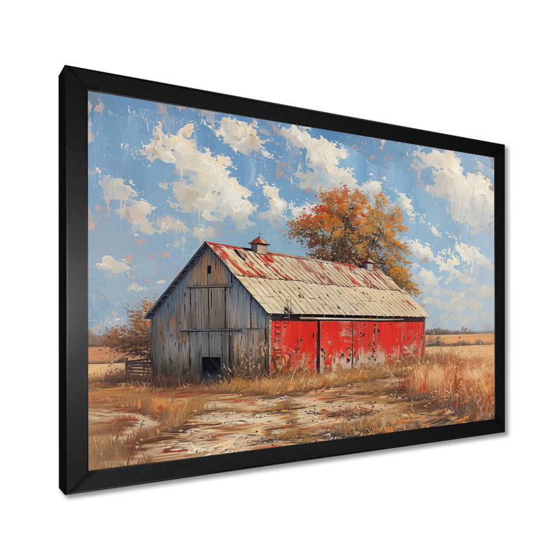 Décoration grise rouge et grise d'été - décoration murale grange, Toile encadrée noire simple, H 12 po x l 20 po x P 1 po