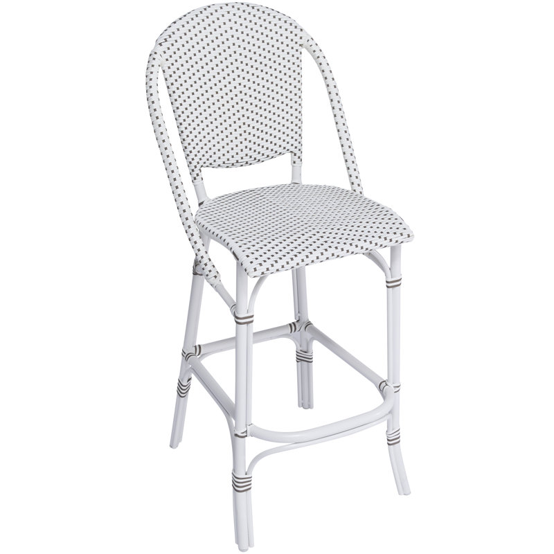 Tabouret de bar d'extérieur à pois cappuccino Sofie, Blanc