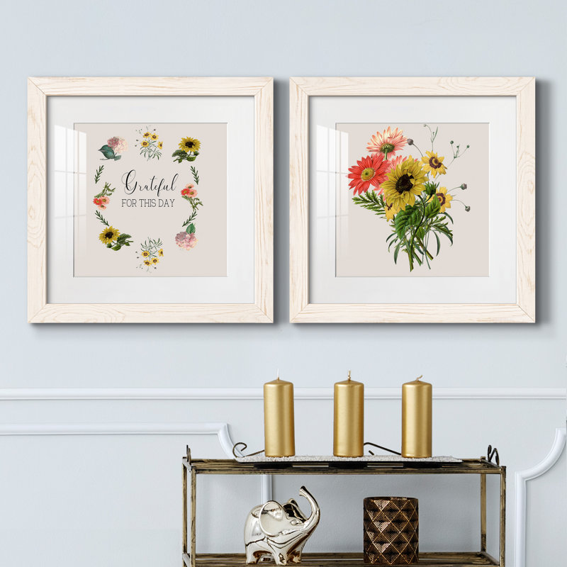 Grateful - Ensemble de 2 encadrements d'art textuel, Cadre blanc, H 20 po x l 40 po x P 1,5 po