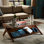 Rectangular Tempered Glass Coffee Table - Spacious Storage For Living Room Rocket In Walnut Color Solid Wood Frame With Top
