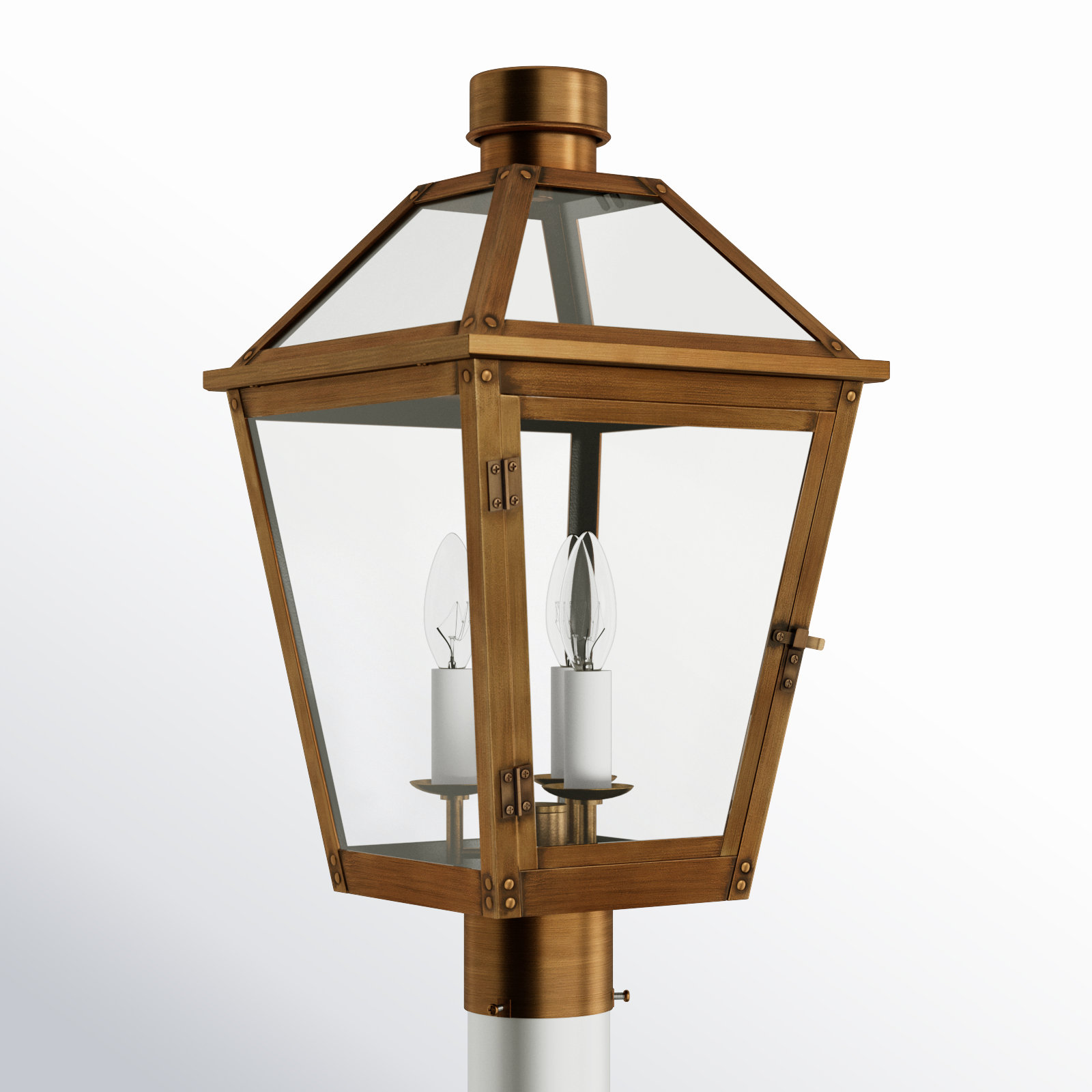 3-Light Composite Outdoor Lantern Head, Natural Copper