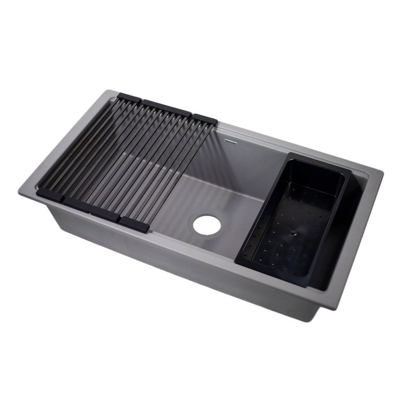 Plymouth 33.75'' L Single Basin Kitchen Sink, Titanium Gray