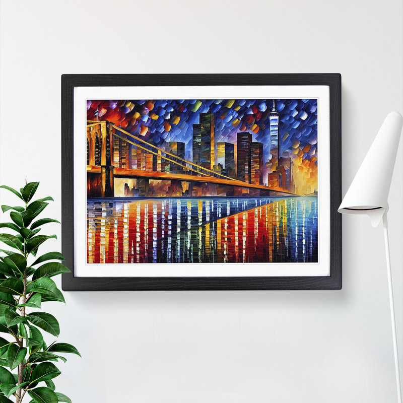 New York Painted Skyline Vol.1 - Single Picture Frame Print, Black, 25cm H x 34cm W