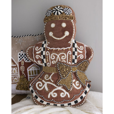 Gingerbread Girl Shaped Throw Pillow