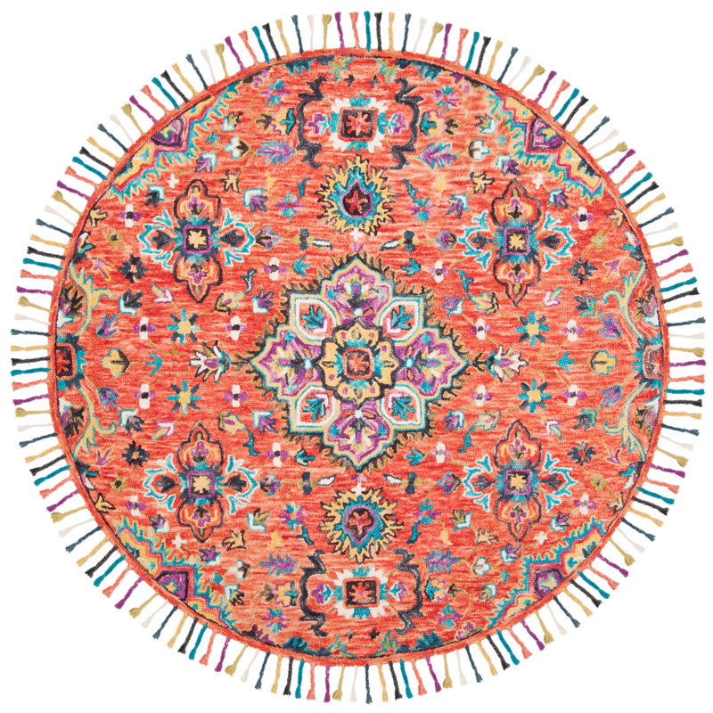 Vahakn Hand Tufted Wool Southwestern Rug, Round 7'