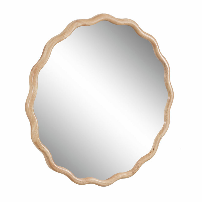 Accent Mirror For Indoor, Wooden Frame Vanity Mirror, Modern Wall Mirror For Bathroom, Bedroom, Living Room, Natural Wood