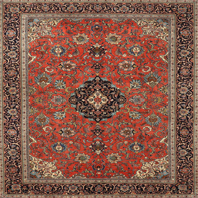 Tapis traditionnel orange / bleu / mauve Lukens