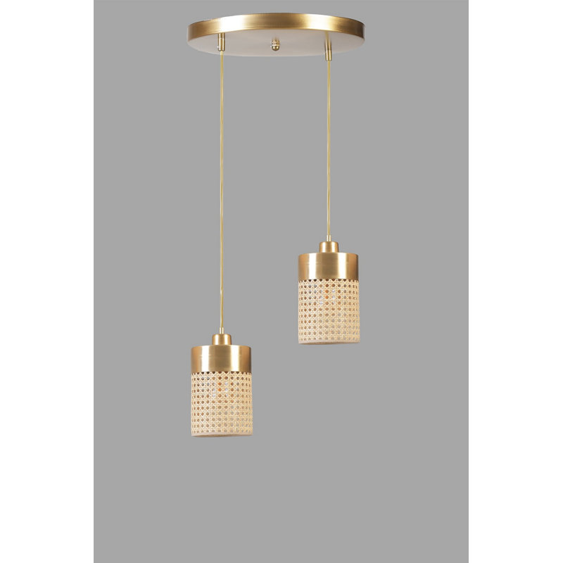 Chandle Chandelier, Gold/Rattan