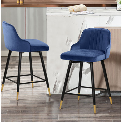 Swivel Velvet Upholstered Counter & Bar Stool