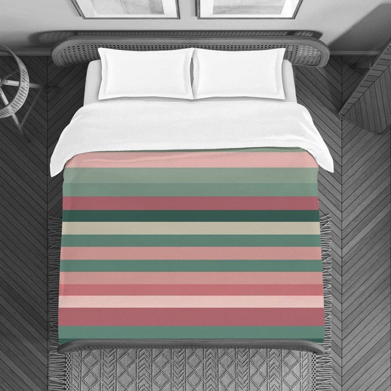Housse de couette en microfibre , Housse de couette pour lit simple, Vert / rose