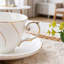Ensemble de 6 tasses à thé en porcelaine avec soucoupes, 6 oz pour thé, café, café au lait, café moka, blanc avec motif à fil doré