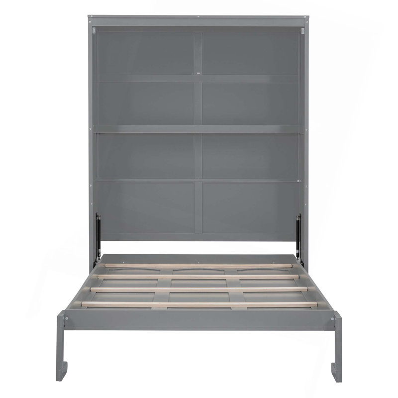 Lit escamotable avec tablettes pour chambre à coucher, Double, gris