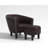 Janajah 28" W Faux Leather Upholstered Barrel Chair with Matching Ottoman (Set of 2) -94574406
