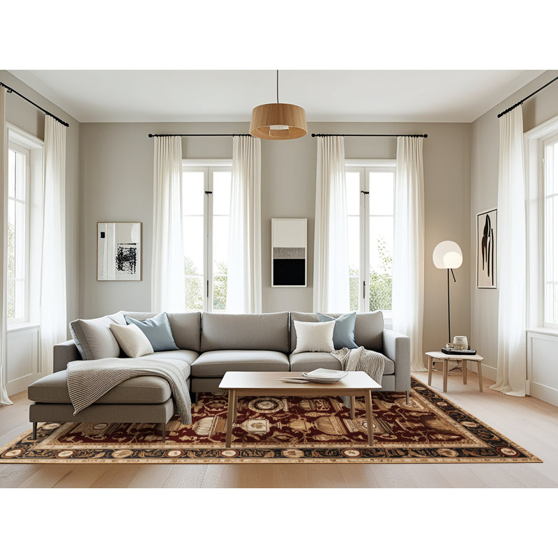 Tapis brun français lavable à la machine, Rectangle 8 pi x 10 pi