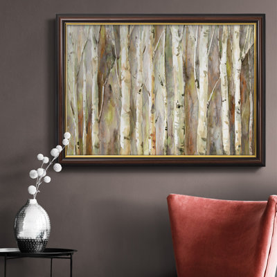 Birch Path - Toile encadrée de qualité supérieure - prête à être accrochée