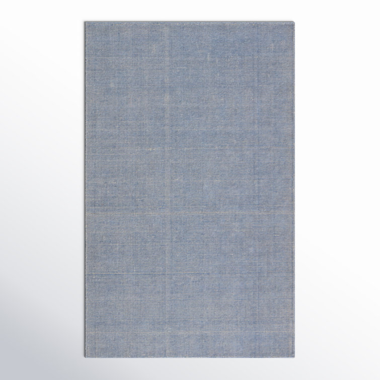 Caron Striped Handmade Area Rug in Light Blue/Cream