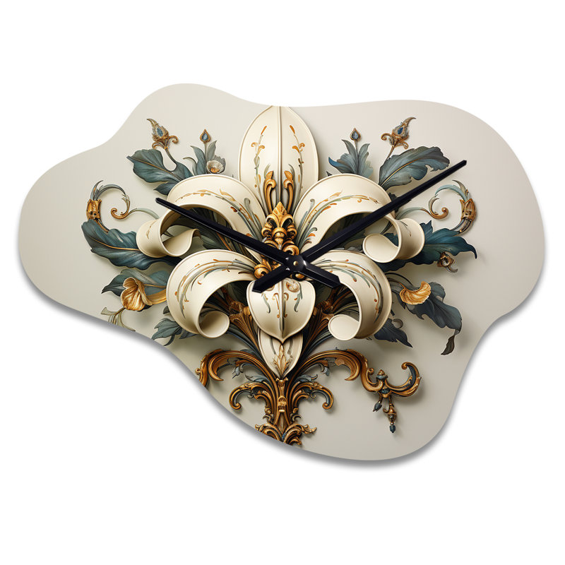 Horloge murale en métal Duru Fleur-De-Lis A Lilly Flower II - Symbols, Petit