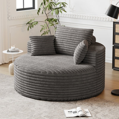 Fauteuil simple 50 po en éponge Corduroy - sans assemblage requis, fauteuil d'appoint moderne moelleux pour le salon, la chambre à coucher et le cinéma maison (pas un fauteuil pivotant)