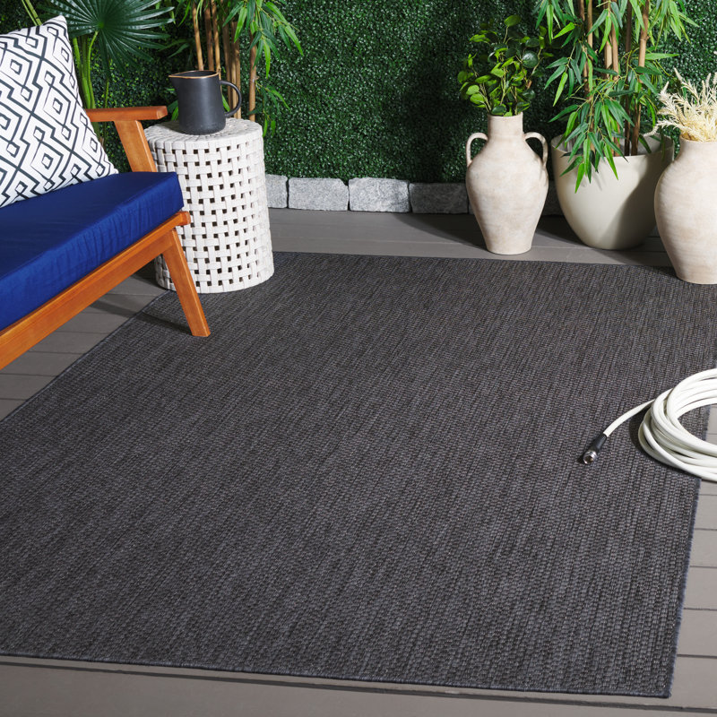 Delfred Performance Solid Color Indoor/Outdoor Area Rug, Rectangle 5'3" x 7'6"