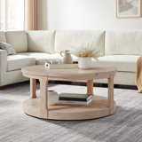 " Large Curved Oak Coffee Table: 2-tier Traditional Round Design | Spacious Centre Table For Living Room & Office Spaces