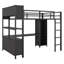 Lit mezzanine en métal avec garde-robe, bureau et rangement