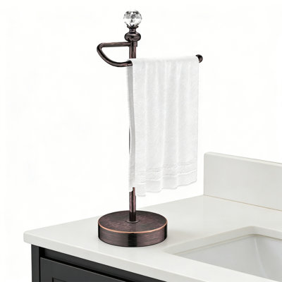 Porte-serviettes lourd avec accents boule de cristal et finition bronze huilé pour la salle de bain et la cuisine