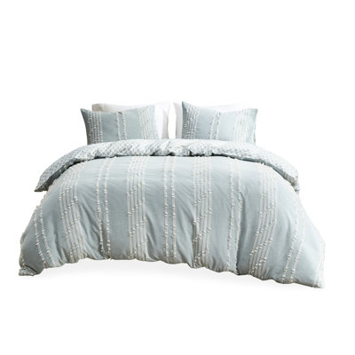 King/ King Cotton Bedding Collection - Design, Reversible Duvet Cover, 2 Shams, Luxury Embroidered Diamond, Reverse, Buttoned Closure, -