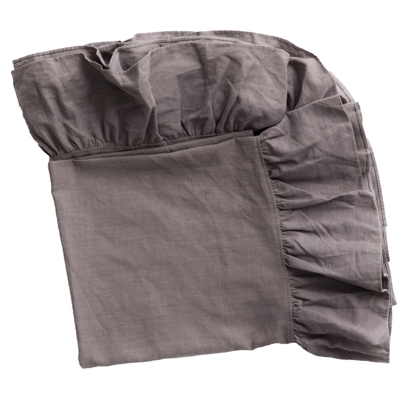 Deerlux 60" x 60" Gray Linen Tablecloth with Ruffle Trim