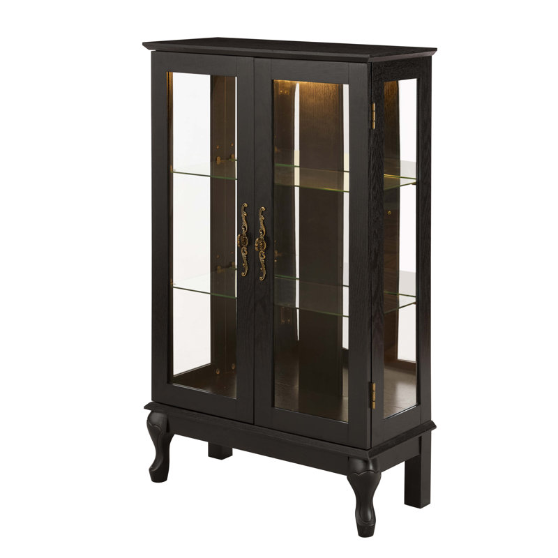 Vitrine avec portes en verre trempé, Noir