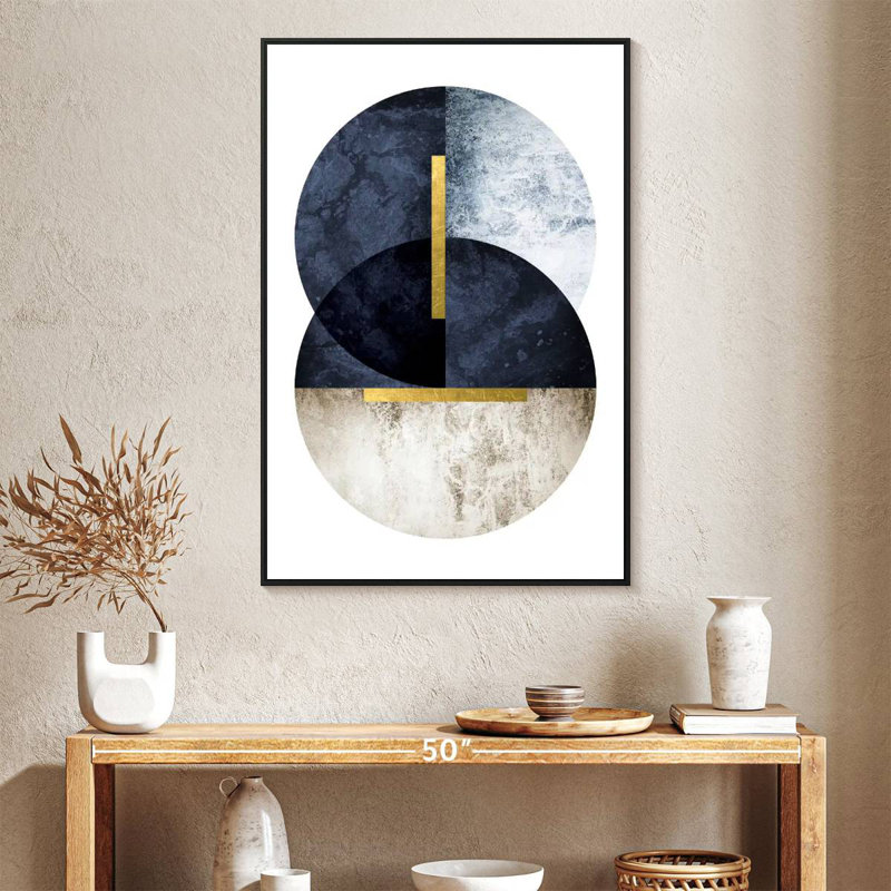 Bleu marine foncé, Cadre flottant noir, 27 po x 40 po