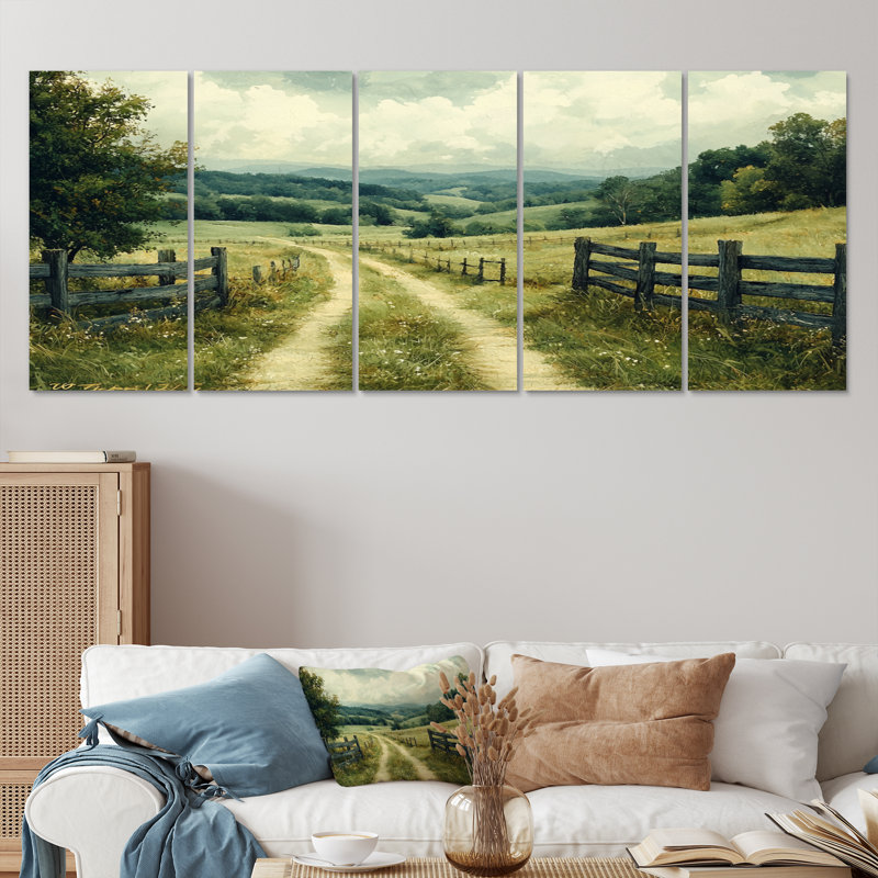 «Green Peaceful Valley I», ensemble d'art mural, H 32 po x l 80 po