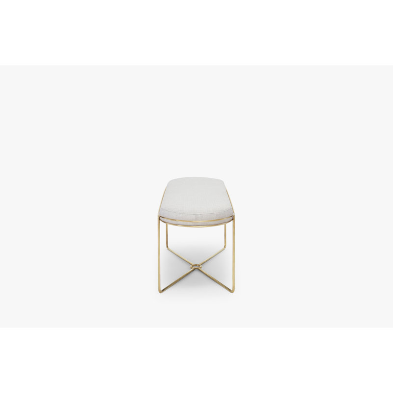 Ariss 120cm Wide Oval Solid Colour Standard Ottoman, Beige, Brass