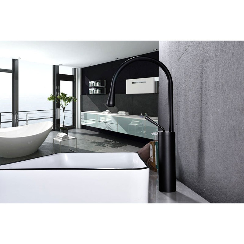 Tall Body Black Bathroom Basin Faucet