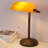 Bankers Desk Lamp With Amber Glass Shade, Vintage Pull Chain Switch, Retro LED Table Lamp For Home Office