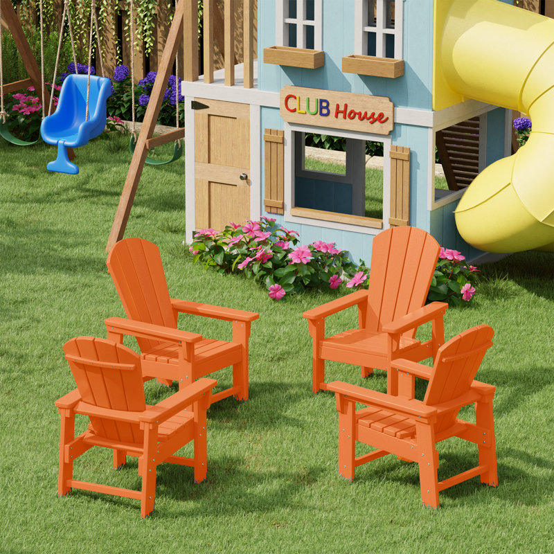 Laguna Kids Outdoor Poly Adirondack Chair ( Set Of 4), Orange