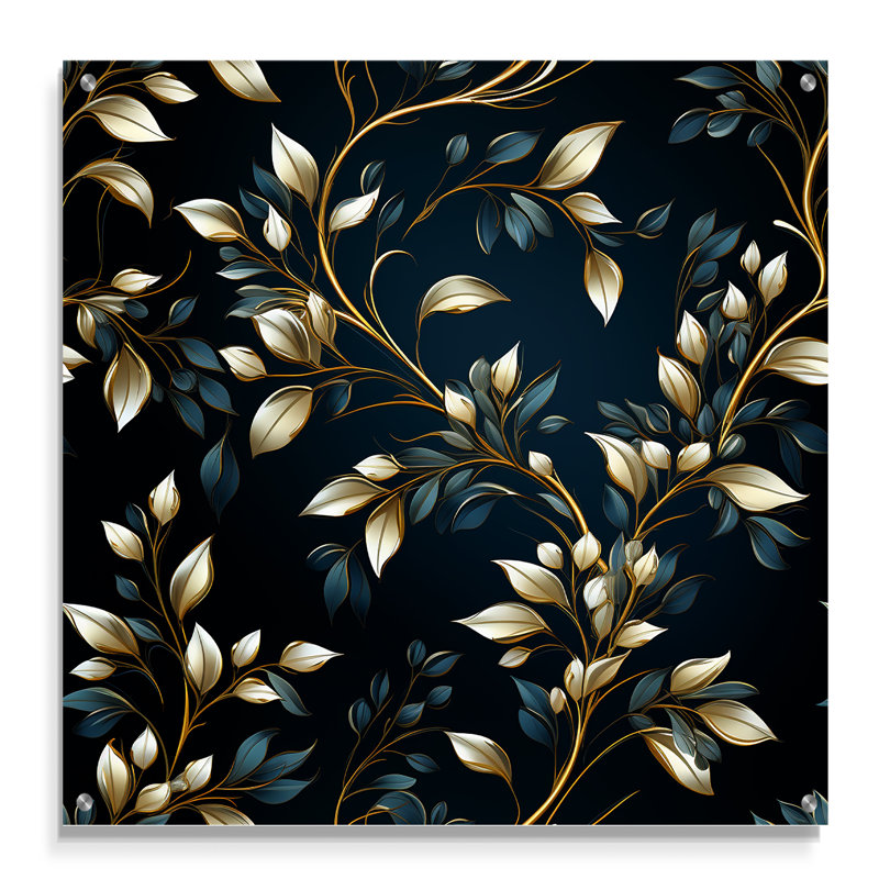 Mornimont - Art mural floral en acrylique, H 16 po x l 16 po
