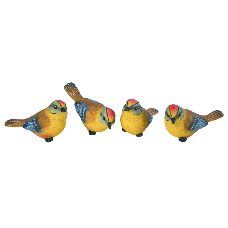  Small Resin Buttercream Bird Set of 4 Spring Home Decorations