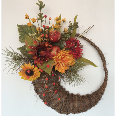 Faux Pumpkin & Gourds 24'' Wreath