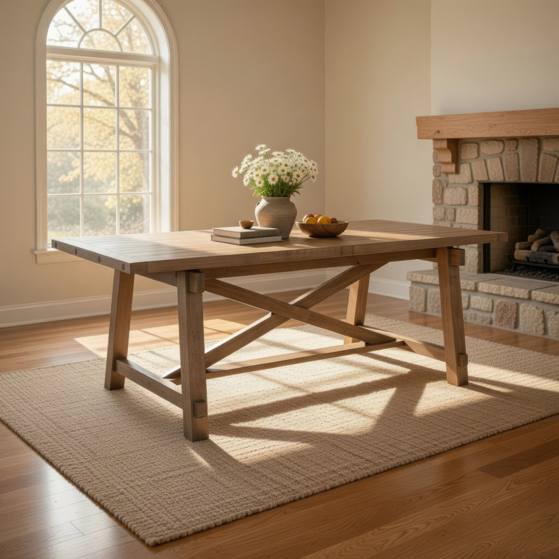 Table de salle à manger Anva avec plateau en planche extensible, acajou brun de 76 à 96 pouces