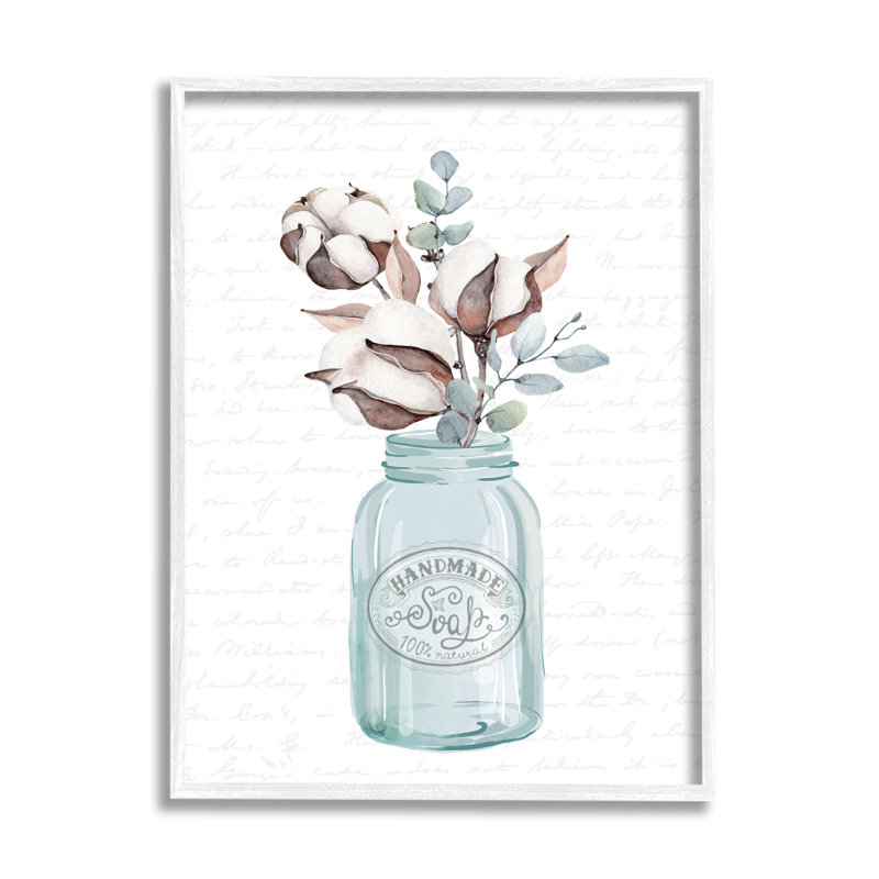 Plante rustique à fleur brune, H 14 po x l 11 po x P 1,5 po, Giclée encadrée blanc bord de mer