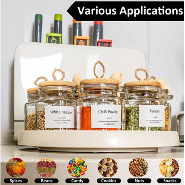 Design Inn 12 Airtight Glass Spice Jars with Bamboo Lids 8oz Spice Bottles  White Spice Jars With Label & Spoon