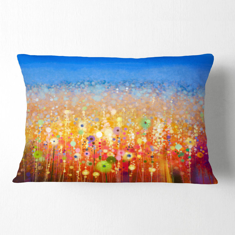 Coussin lombaire en fleurs abstraites de terrain