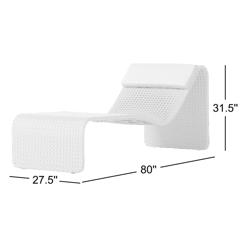 Chaise longue simple avec coussins 80 "Kuno, Brun