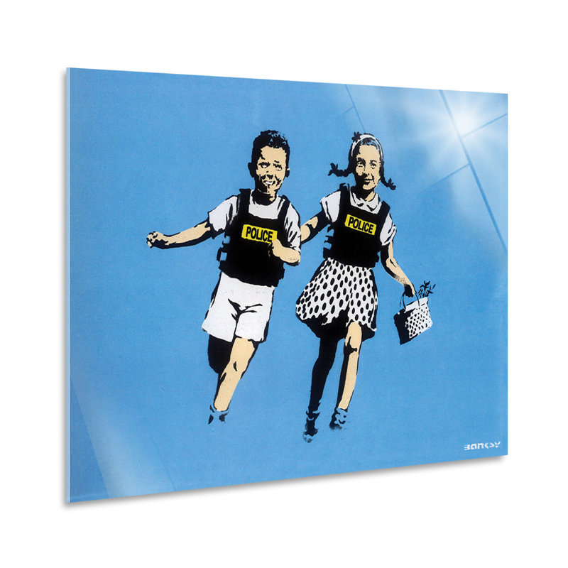 Jack And Jill, Children Of The Police, Blue by Banksy - No Frame Painting on Plastic / Acrylic, 65cm H x 95cm W