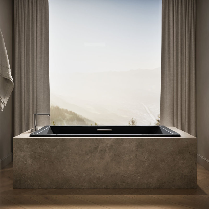 Underscore 60" x 32" Drop In Soaking Acrylic Bathtub, 21" H x 42" W x 72" D, Black