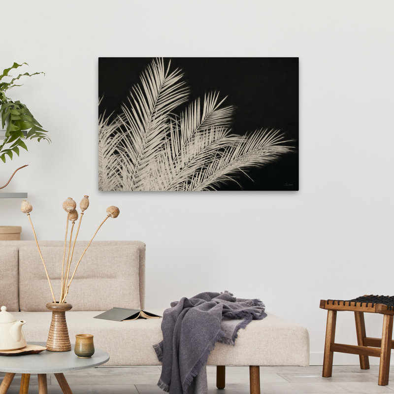 Motif de palmier - art contemporain abstrait avec ombre et lumière naturelle, H 24 po x l 36 po