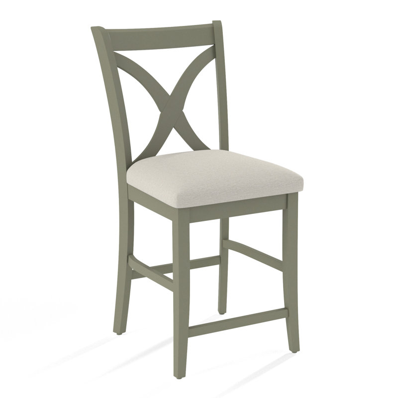 Tabouret de bar et de comptoir Hues, Tissu blanc performance 0851-94, Finition pierre grise