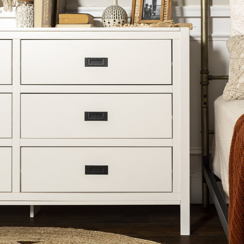 Commode double l 6 tiroirs Hivernage, Blanc